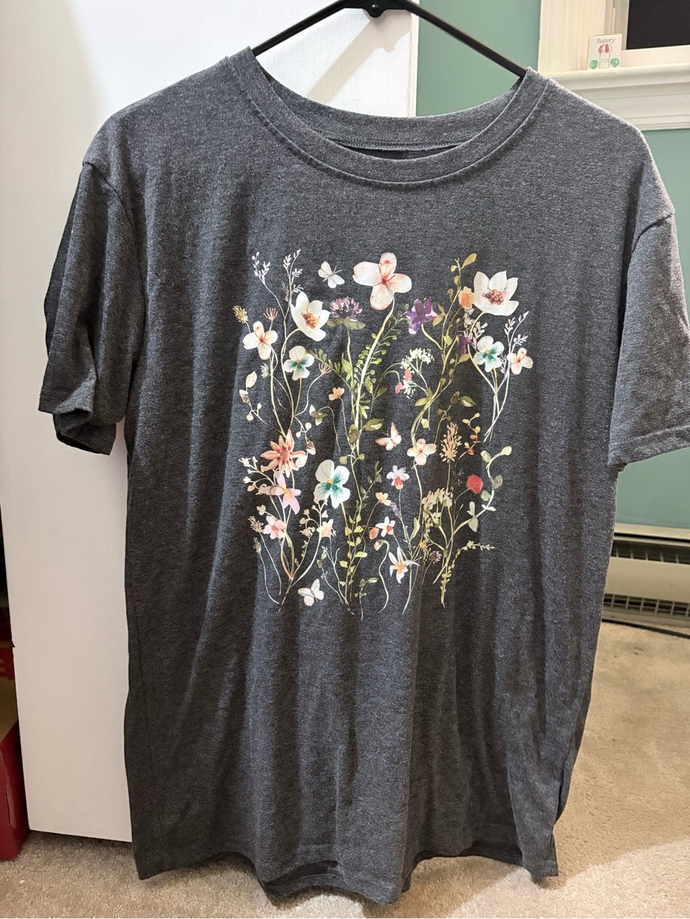 Floral Garden Graphic T-Shirt - Charcoal